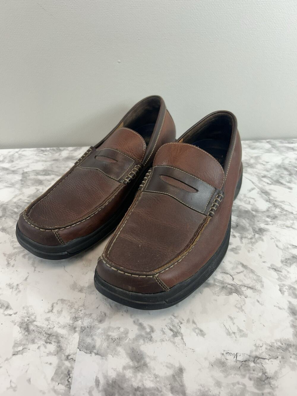 Croft & Barrow Core Mens Size 12m Boat Deck Slip on Shoes Brown Leather Loafer